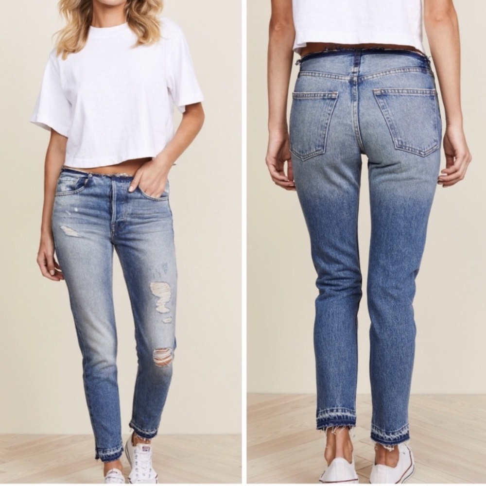 NWT Frame Denim Blue Distressed Jeans Size 25